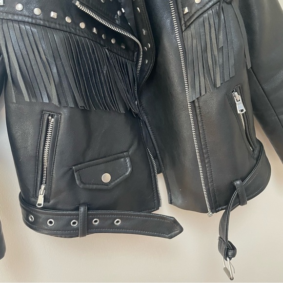 Zara Faux Leather Fringe Jacket - Picture 3 of 8